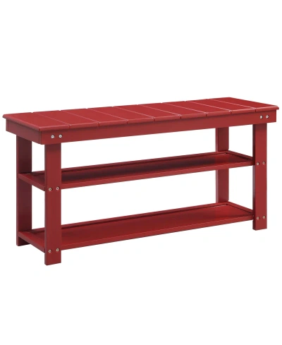 Convenience Concepts 35.5" Mdf Oxford Utility Mudroom Bench With Shelves In Cherry