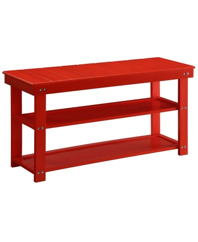 Convenience Concepts 35.5" Mdf Oxford Utility Mudroom Bench With Shelves In Red