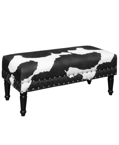 Convenience Concepts 40" Faux Cowhide Bench With Nailheads In Black Faux Cowhide
