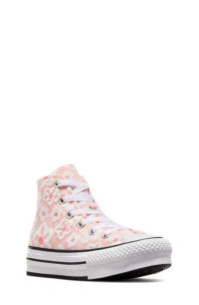 Converse Kids' Chuck Taylor® All Star® Eva Lift Floral High Top Sneaker In Donut Glaze/ Oops Pink/ White