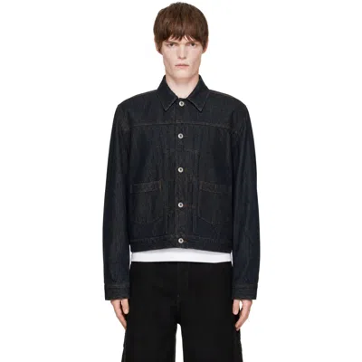 Coor Navy Type 2 Dirty Washed Denim Trucker Jacket In Blue