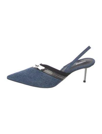 Pre-owned Coperni Denim Slingback Pumps In Blue