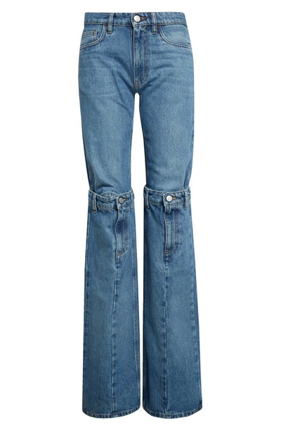 Coperni Open Knee Denim Jeans In Washed Blue