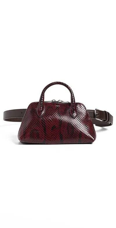 Coperni Python Mini Duffle Belt Bag Red Wine/black