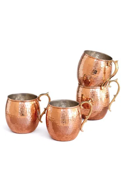 Coppermill Kitchen Cmk Vintage Inspired Moscow Mule Mugs (set Of 4) In Brown