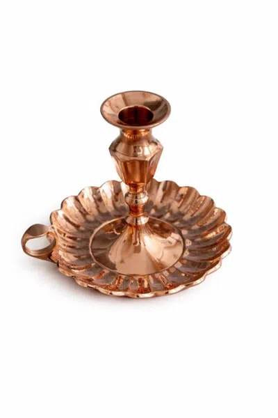 Coppermill Kitchen Vintage French Inspired Candlestand With Fluted Drip Plate In Gold