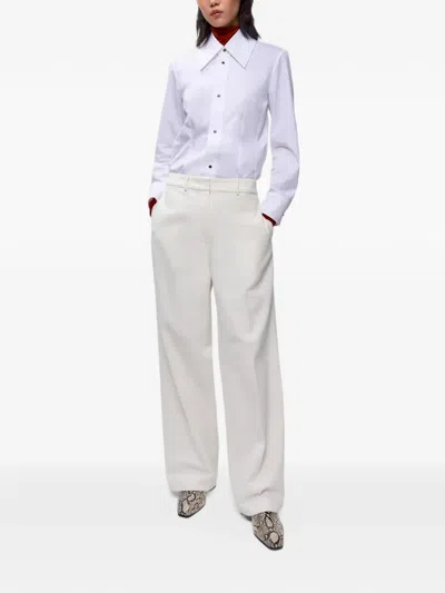 Cordera Belt-loop Straight-leg Trousers In White