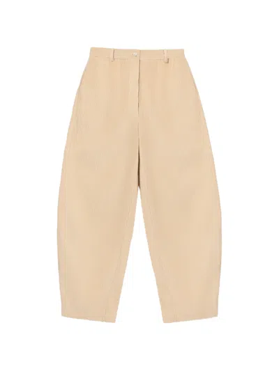 Cordera Corduroy Curved Tapered Trousers In Neutral