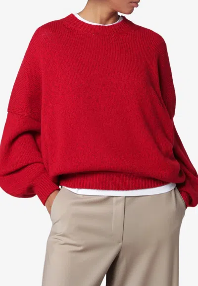 Cordera Oversized Batwing Knitted Wool And Cashmere Sweater In Red