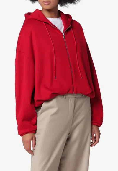 Cordera Oversized Zip-up Balloon Hoodie In Red