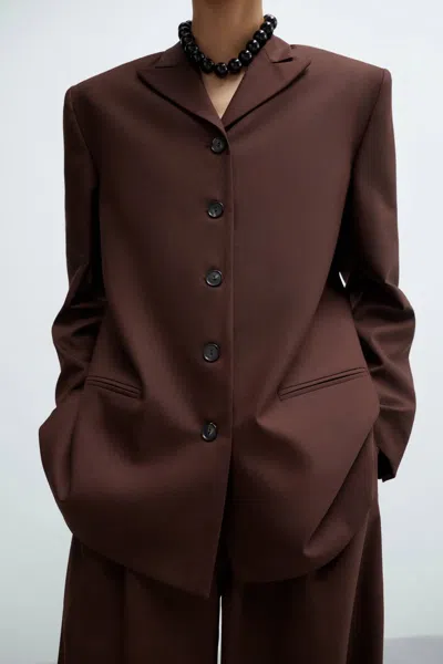 Cordera Tailored Blazer In Burgundy In White