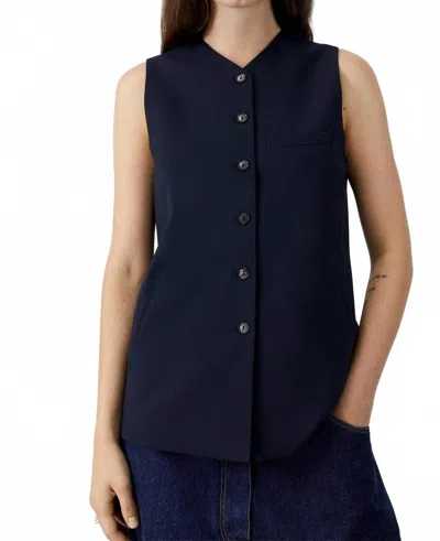 Cordera Tailored Button Front Vest In Navy In Blue