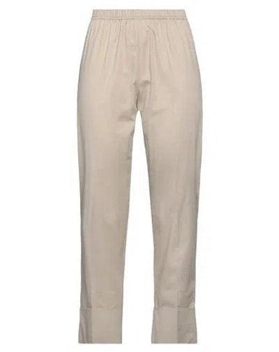 Corinna Caon Woman Pants Beige Size L Cotton, Elastic Fibres