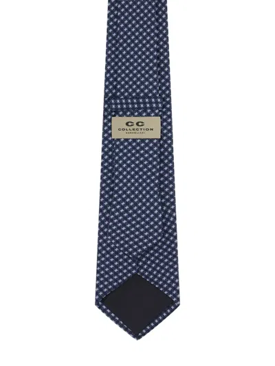 Corneliani Houndstooth-pattern Silk Tie In Blue