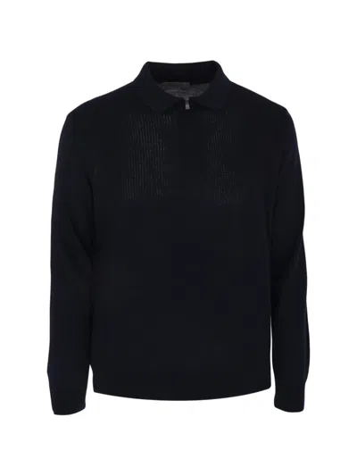 Corneliani Knitted Polo In Blue