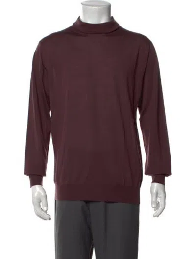 Pre-owned Corneliani Virgin Wool Turtleneck Pullover In Burgundy
