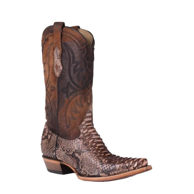 Pre-owned Corral Men's Python & Lamb Brown Western Boots A4452
