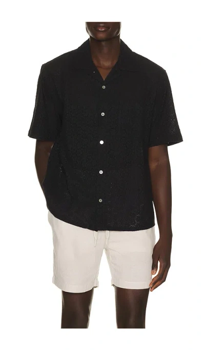 Corridor Floral Eyelet Short Sleeve Shirt In Black