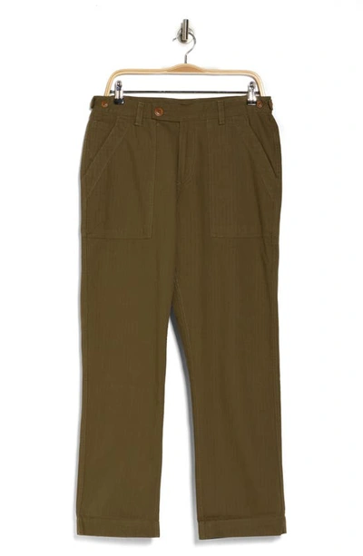 Corridor Herringbone Camp Pocket Trousers In Green