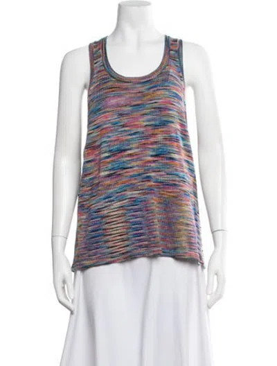 Pre-owned Corridor Striped Scoop Neck Top In Blue