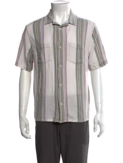 Pre-owned Corridor Striped Short Sleeve Shirt In White