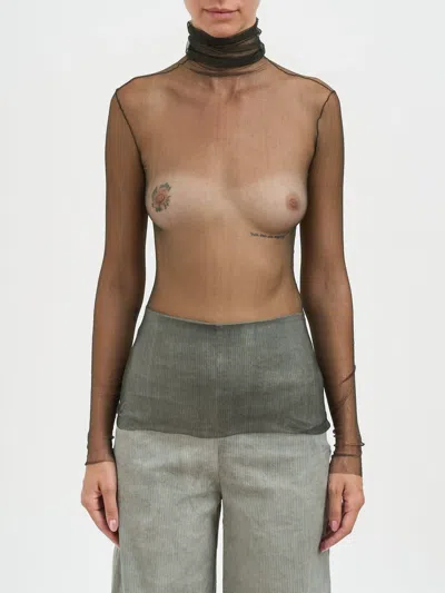 Cortana Silk Tulle Cisne Top In Green