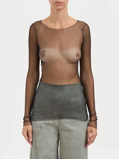 Cortana Silk Tulle Top In Black