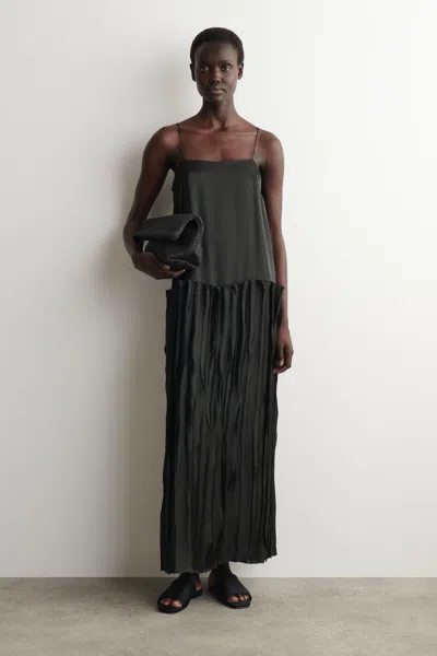 Cos Appliquéd Panelled Midi Dress In Green