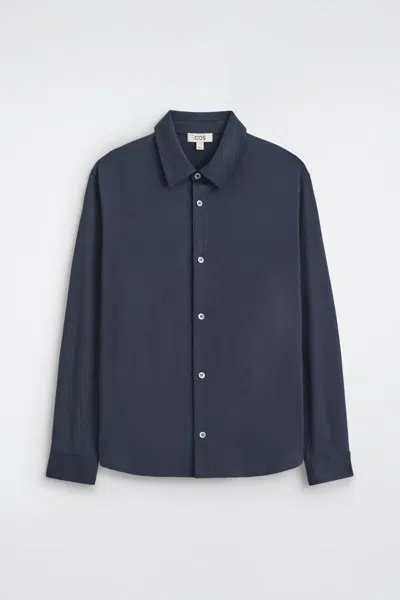 Cos Fluid Interlock Jersey Shirt In Navy