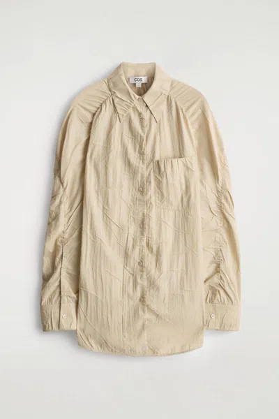 Cos Handmade Crinkled-silk Shirt In Brown