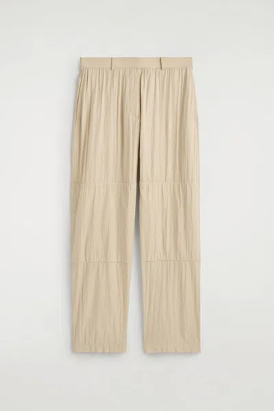 Cos Handmade Crinkled-silk Straight-leg Pants In Neutral