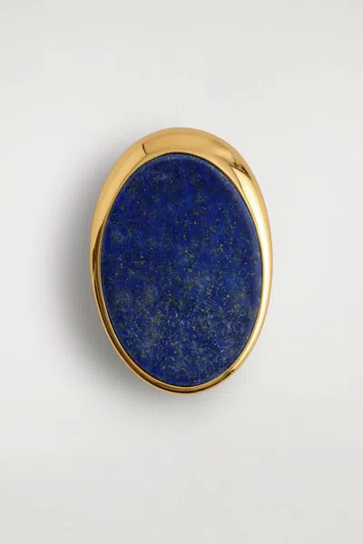 Cos Lapis Lazuli Brooch In Gold