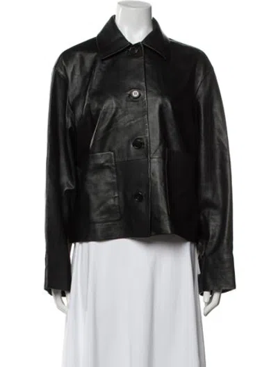 Pre-owned Cos Leather Jacket In Black