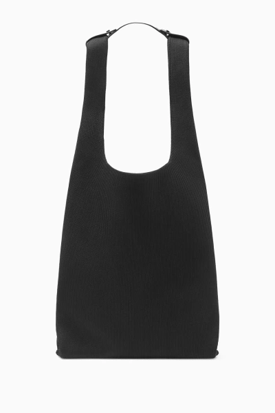 Cos Oversized Knitted Tote In Black