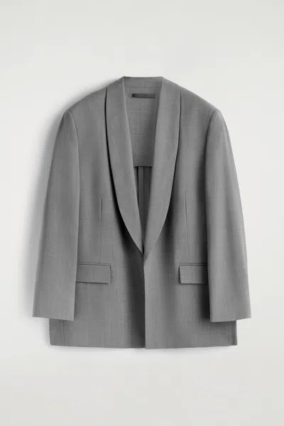 Cos Shawl-collar Wool Blazer In Gray
