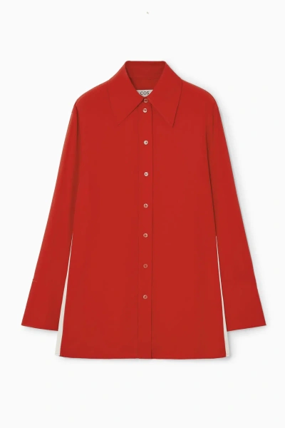 Cos Side-stripe Shirt In Red