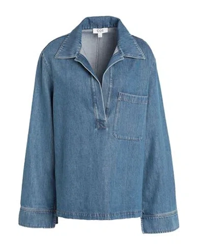 Cos Woman Denim Shirt Blue Size 6 Organic Cotton, Tencel Lyocell