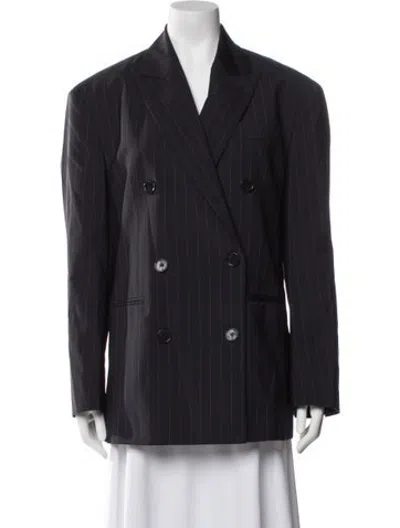 Pre-owned Cos Wool Striped Blazer In Blue