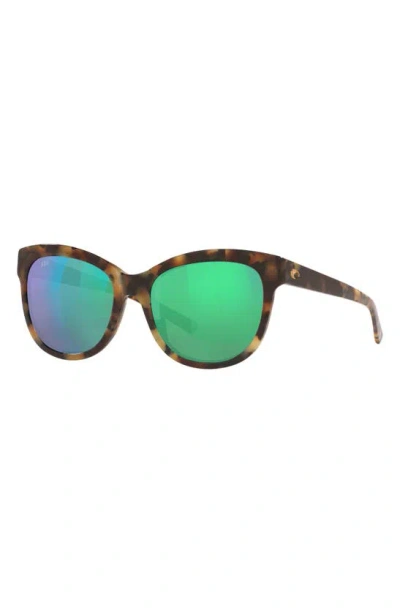 Costa Del Mar Bimini 55mm Mirrored Polarized Cat Eye Sunglasses In Green