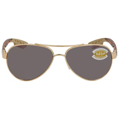 Costa Del Mar Loreto Copper Silver Mirror Polarized Polycarbonate Pilot Ladies Sunglasses Lr 64 Oscp In Brown/silver Tone