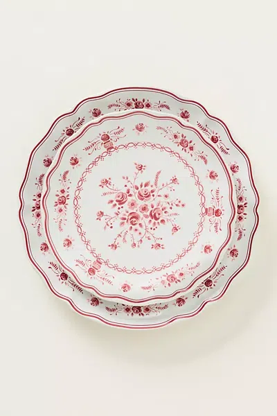 Costa Nova Vila Desert Plate, Set Of 4 In Red