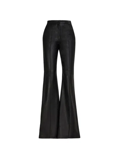 Costarellos Carmina Front-seam Wide-leg Leather Trousers In Multi