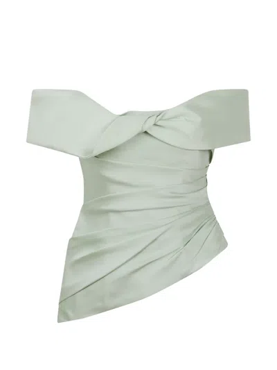 Costarellos Devina Off-shoulder Ruched Top In Blue