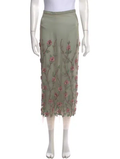 Pre-owned Costarellos Floral Print Midi Length Skirt In Green