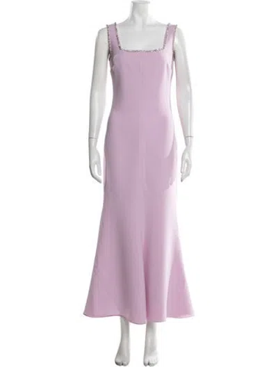 Pre-owned Costarellos Square Neckline Long Dress In Purple