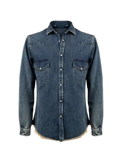 Costumein Mark Frayed-hem Denim Shirt In Blue