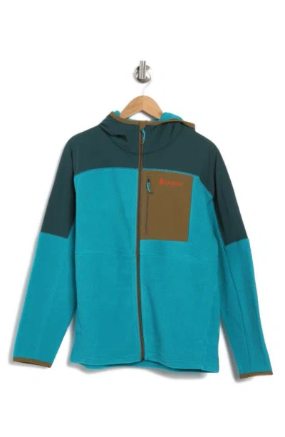 Cotopaxi Abrazo Zip Fleece Hooded Jacket In Deep Ocean/mineral Blue