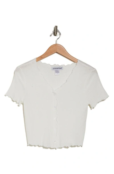 Cotton Emporium Lettuce Edge Top In White