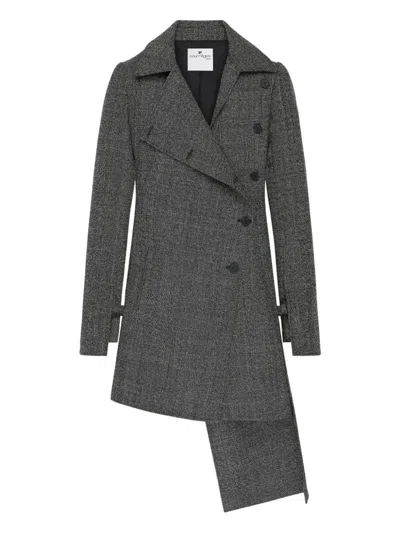 Courrèges Courregès Asymmetrical Woolen Coat In Black