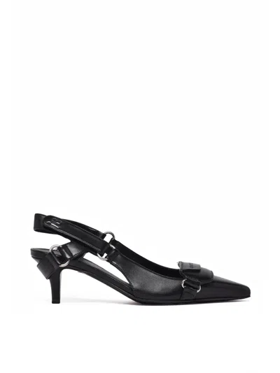 Courrèges Black Leather Pointed-toe Slingback Pumps